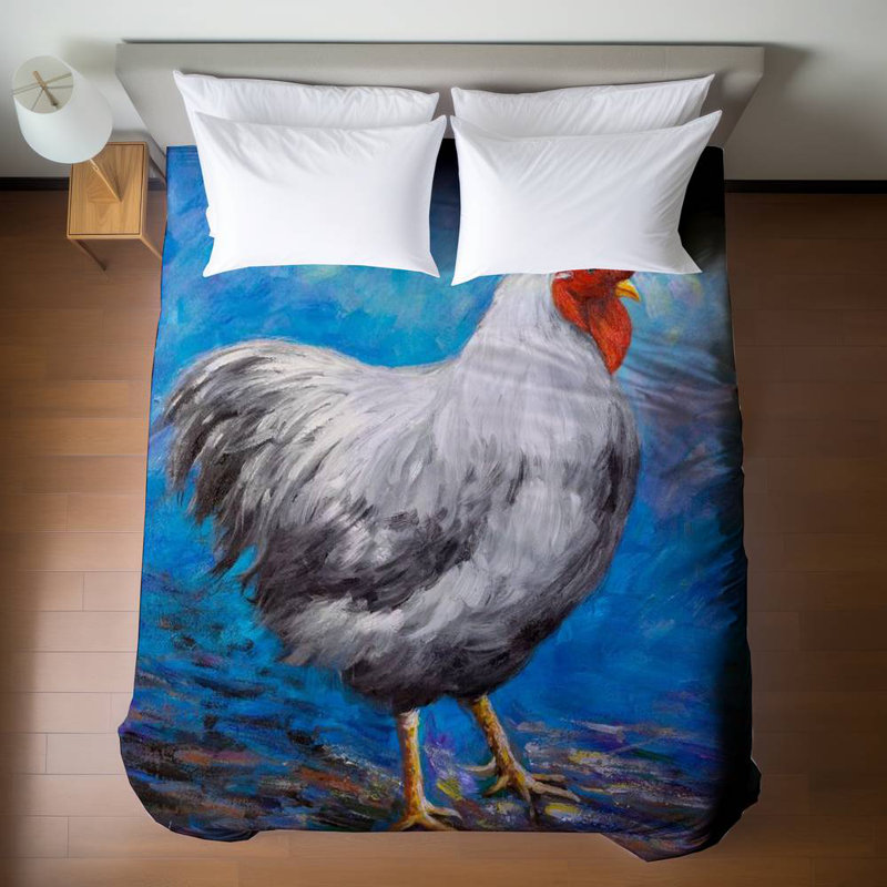 Housse de couette coq gris | Literie pour animaux de ferme