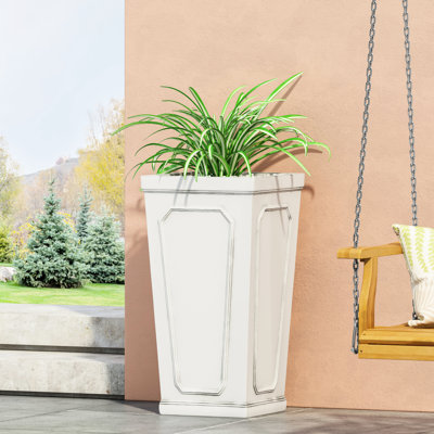 Planter - Outdoor Appeal With Magnesium Oxide In Antique White. 16 In. Depth X Width 30.5 Height, 26.73 Lb White For Settings. 15.58 Depth, Width, 29.83 Height.