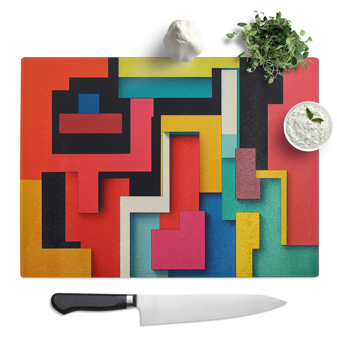 Abstract Block Colour Vol.1  Glass Chopping Board