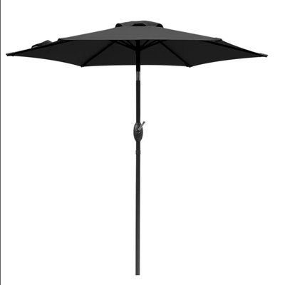 7.5 Feet Black Market Umbrella With Crank Lift And Tilt, UV-Resistant Canopy For Pool, Backyard And Patio (Without Base)