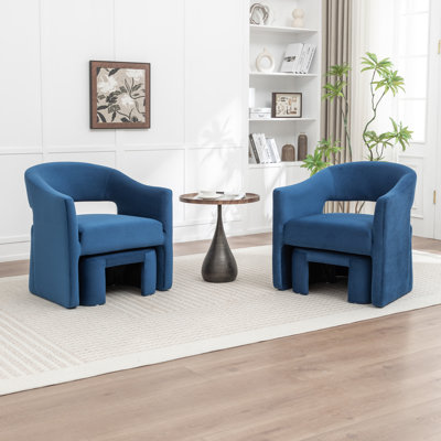 Fauteuil demi-tonneau rembourré avec repose-pieds