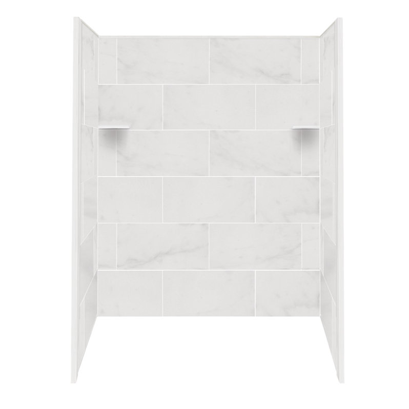 60'' W 32'' D 60'' H Glue Up Solid Surface Wall, White Carrera