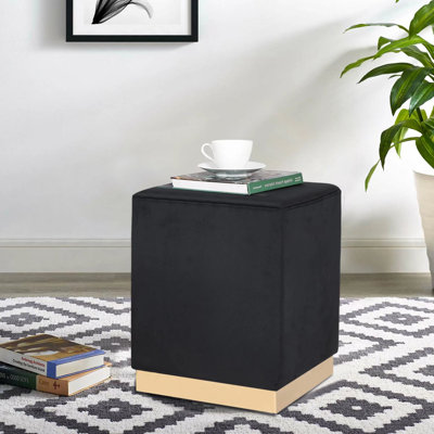 14.6-inch Square Velvet Ottoman