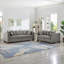 Canapé 2+3 places de style moderne en velours gris avec clous carrés argentés, coussins à ressorts haute élasticité confortables, housses lavables, espace de rangement, montage facile, pieds stables en bois massif 5 places.