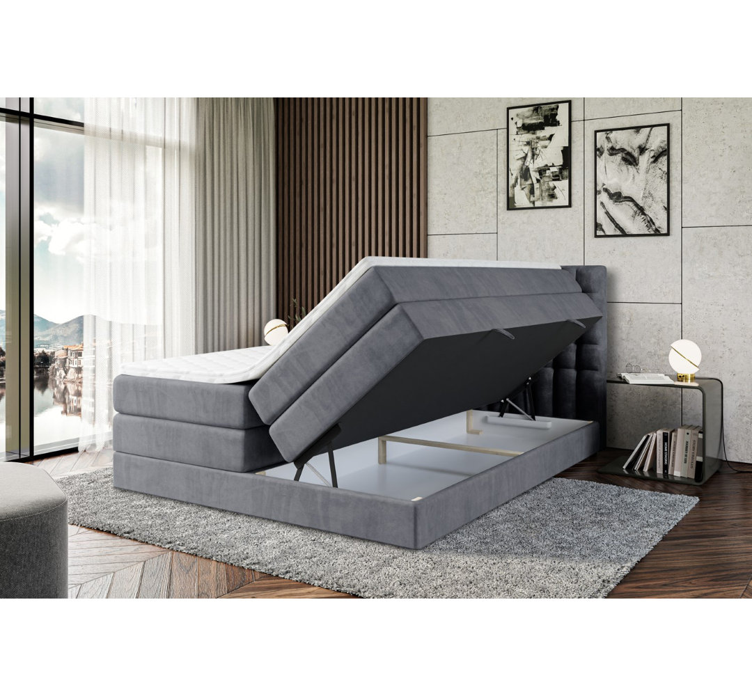 Boxspringbett mit Bettkasten und Topper