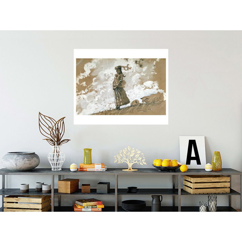 «Shepherdess and Sheep» par Winslow Homer - Impression giclée, H 32 po x l 40 po