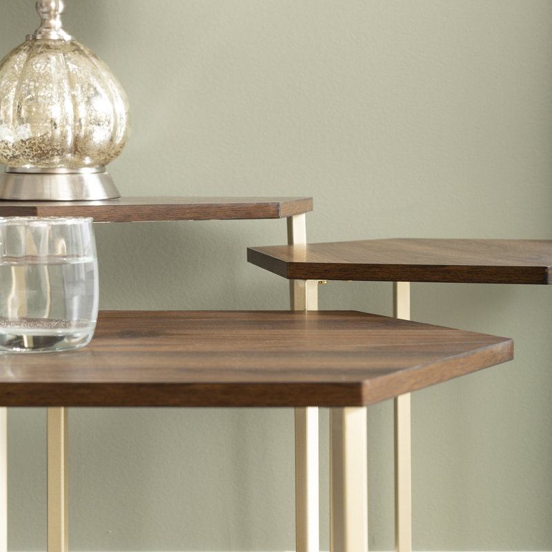 Tembo Two-Tone Nesting Tables, Dark Walnut/Gold