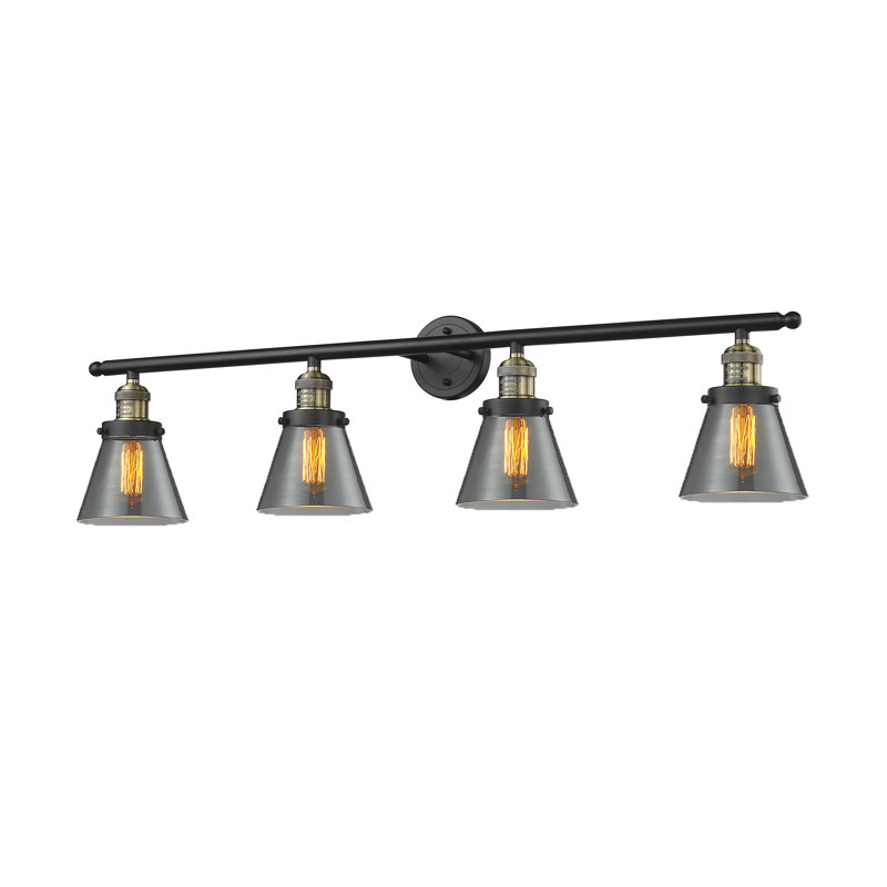 Shauna 4 - Light Vanity Light, Incandescent, Plated Smoke, Black Brushed Brass