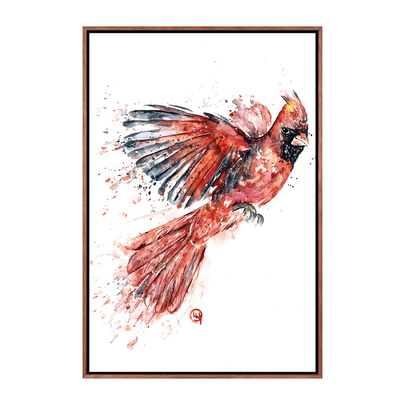 «Cardinal» par Lisa Whitehouse - impression d'art graphique, H 60 po x l 40po x P 1,5 po, Toile avec cadre en bois classique
