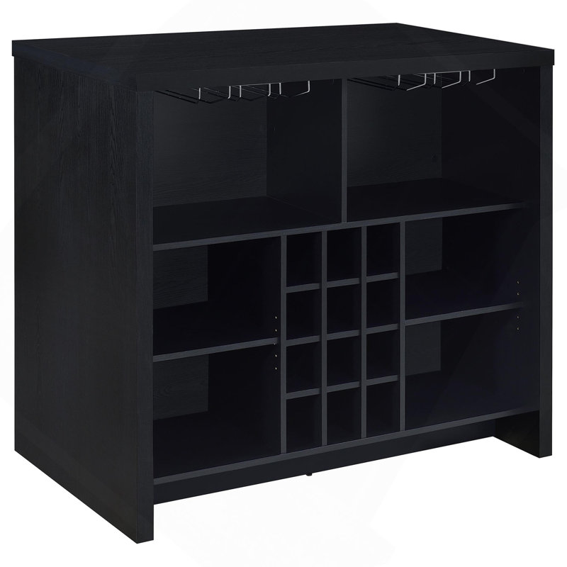 Bar autoportant noir avec rangement ouvert, Black