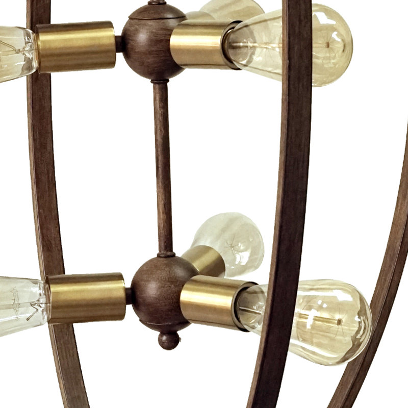 Lustre 9 lumières Alpha au fini laiton antique vieilli
