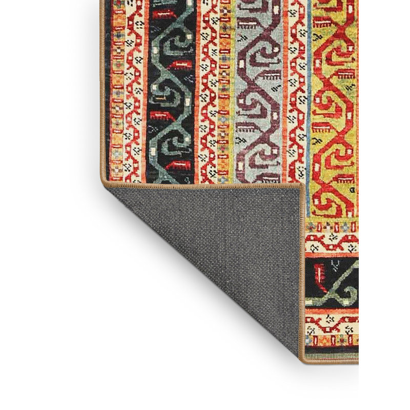 Tapis contemporain noir / bleu, Rectangle 5 pi x 7 pi