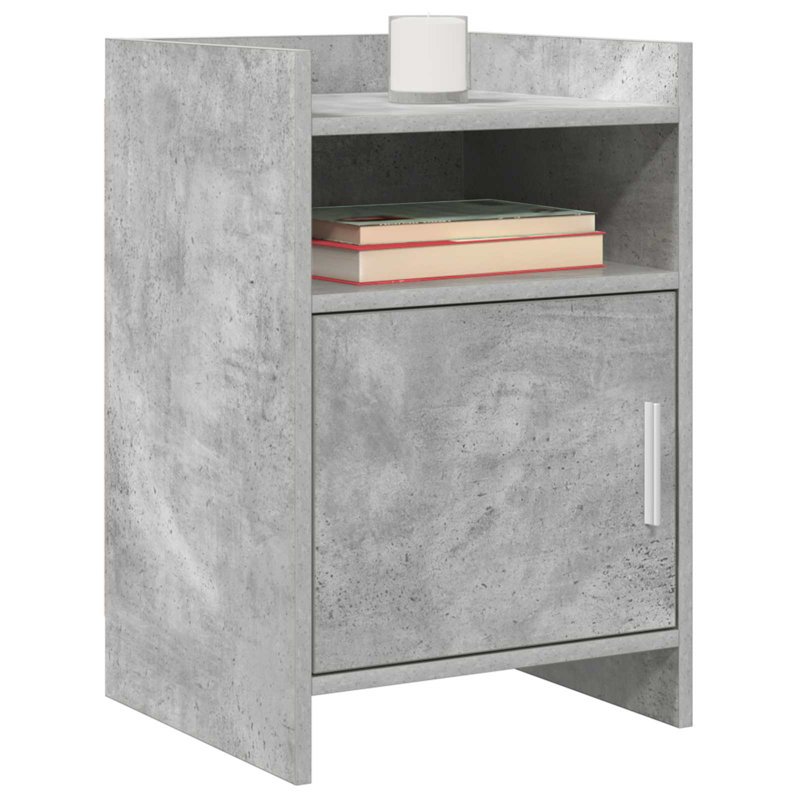 40cm W Composite Bedside Table, Concrete Grey