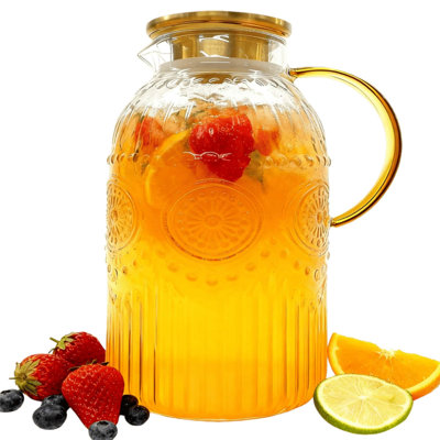 Pichet en verre avec couvercle, pichet à eau vintage de 1 gallon/128 oz