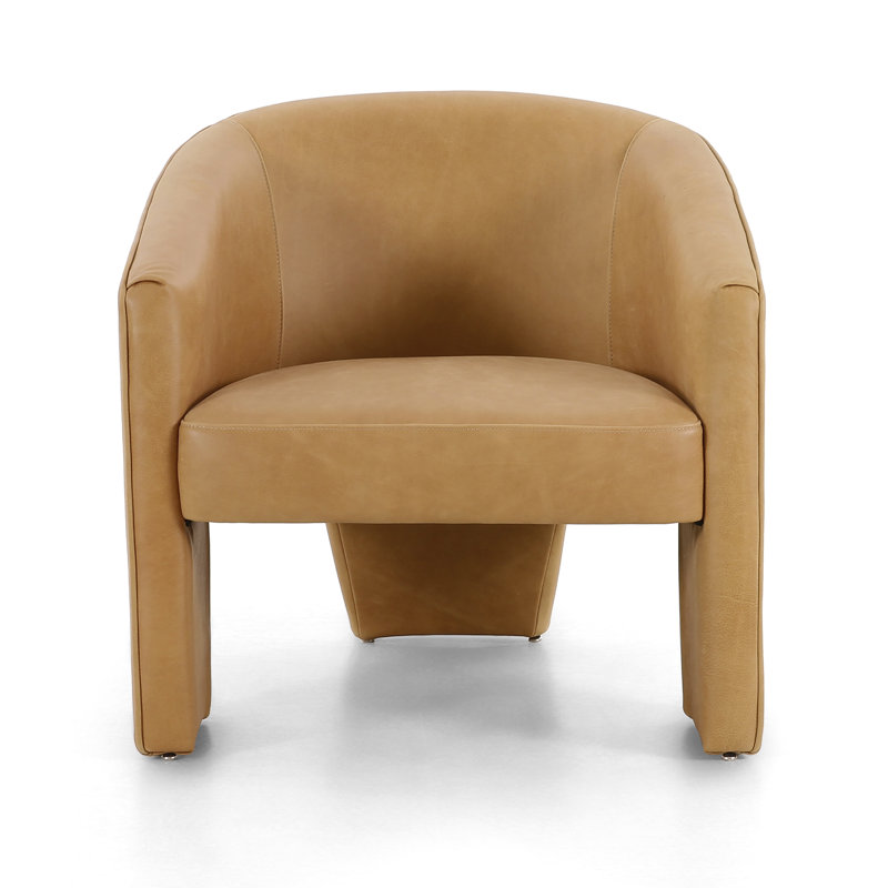 Fae Barrel Chair, Palermo Butterscotch Genuine Leather