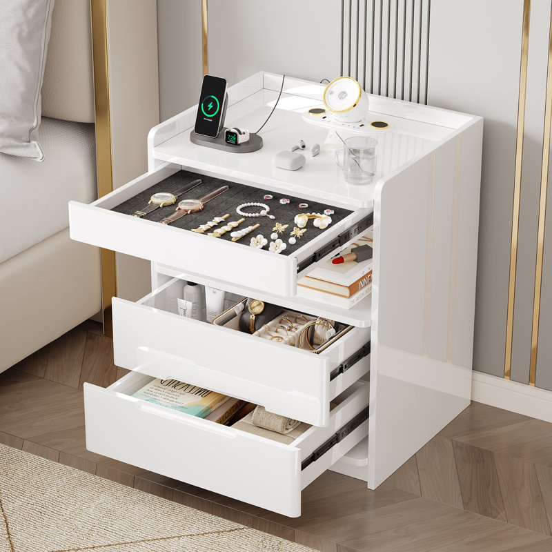 51 cm W Bedside Table, White