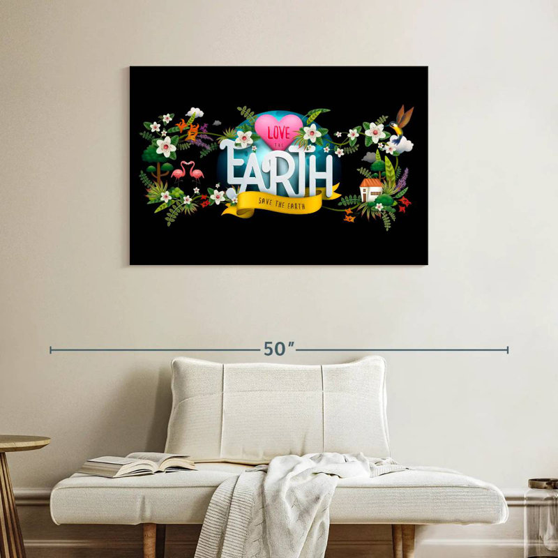 Floral Love The Earth, H 26 po x l 39 po