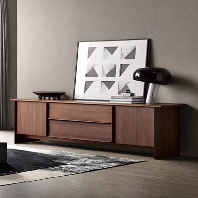 Light luxury simple black walnut TV cabinet