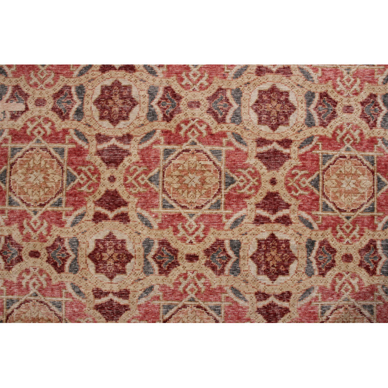 Distressed Homage Hand Knotted Wool Geometric Area Rug, Rectangle 10' x 14'