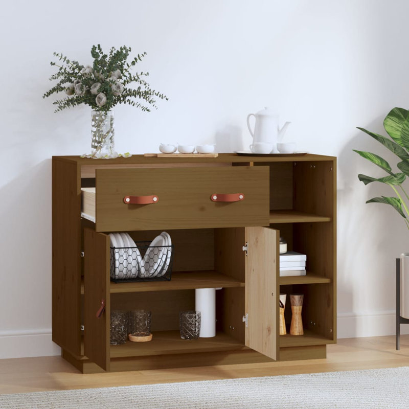 Toth 98.5cm Solid Wood Sideboard, Honey Brown