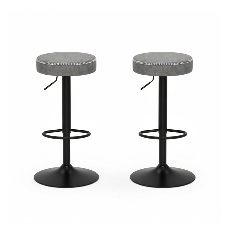 Adjustable Height Counter Stool with Metal Frame, Grey