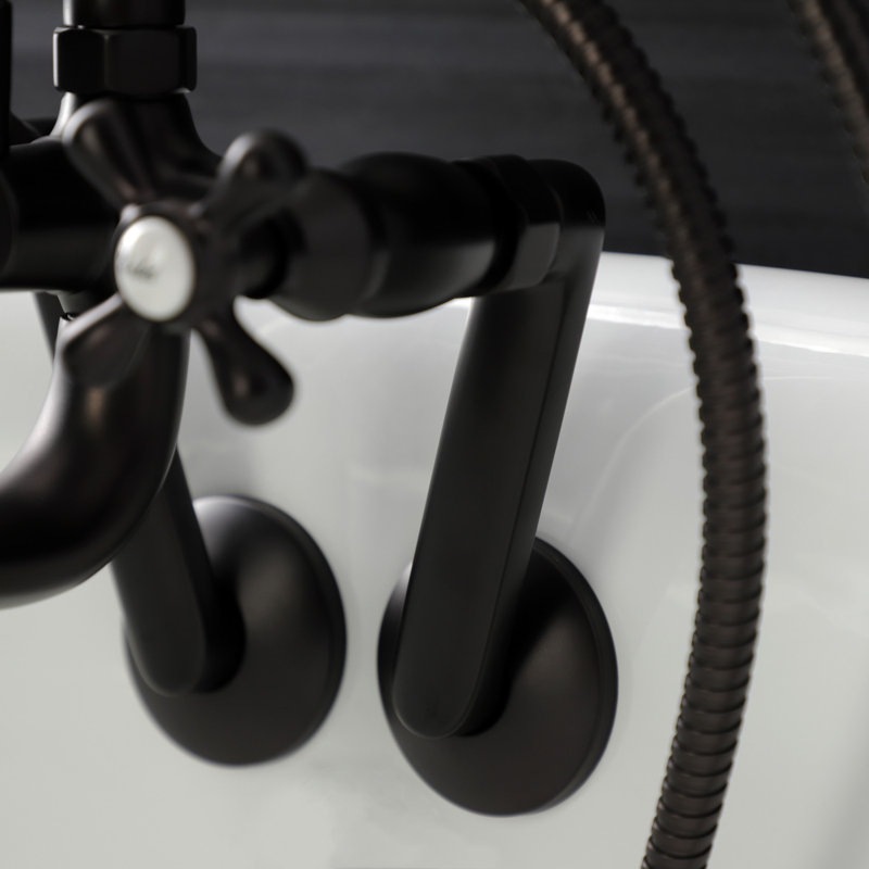 Oil Rubbed Bronze Wall Mount Clawfoot Tub Faucet with Hand Shower
