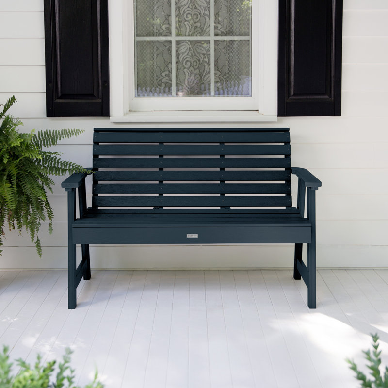 Banc de jardin en plastique Midwest, Bleu Nantucket, H 43 po x l 51,5 po x P 25 po