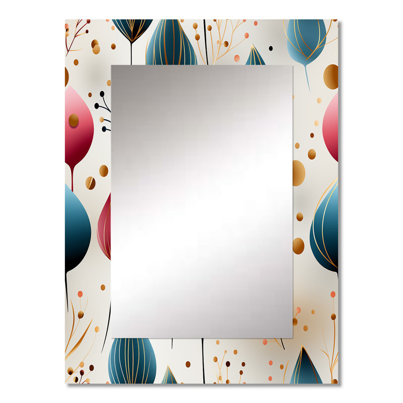 Motif floral Delanor botanique de couleur pastel - miroir mural décoratif botanique, miroir bohème, impression d'art en métal