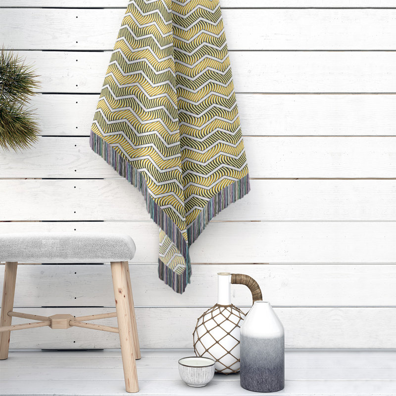 Couverture en coton tissé Rhonda Cheval, l 80 po x L 60 po, Jaune