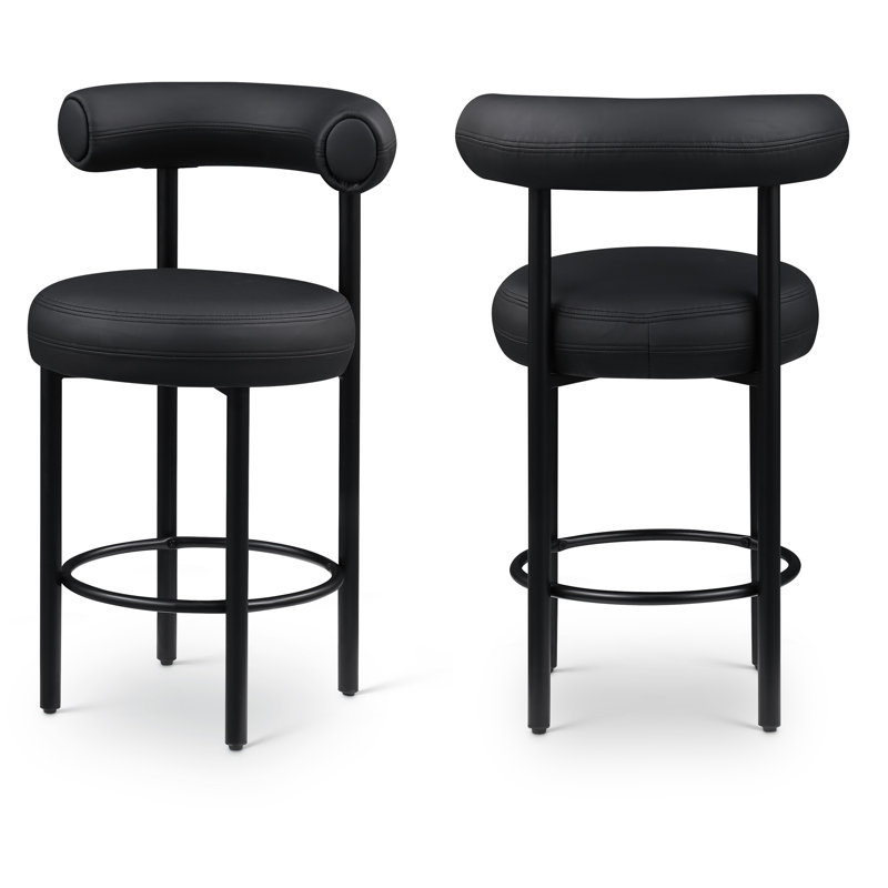 Tabouret de comptoir Ureeba, Cuir végétalien noir