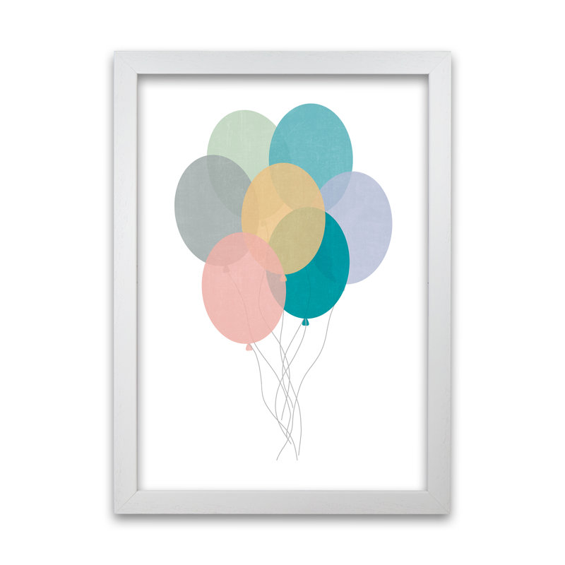 Nursery Collection Balloons - Print, 42cm H x 30cm W x 3cm D, White Frame