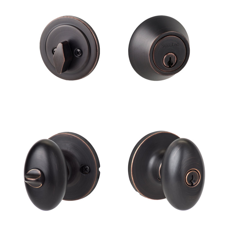 Arapaho Entry Knobset with KA Deadbolt, Vintage Bronze