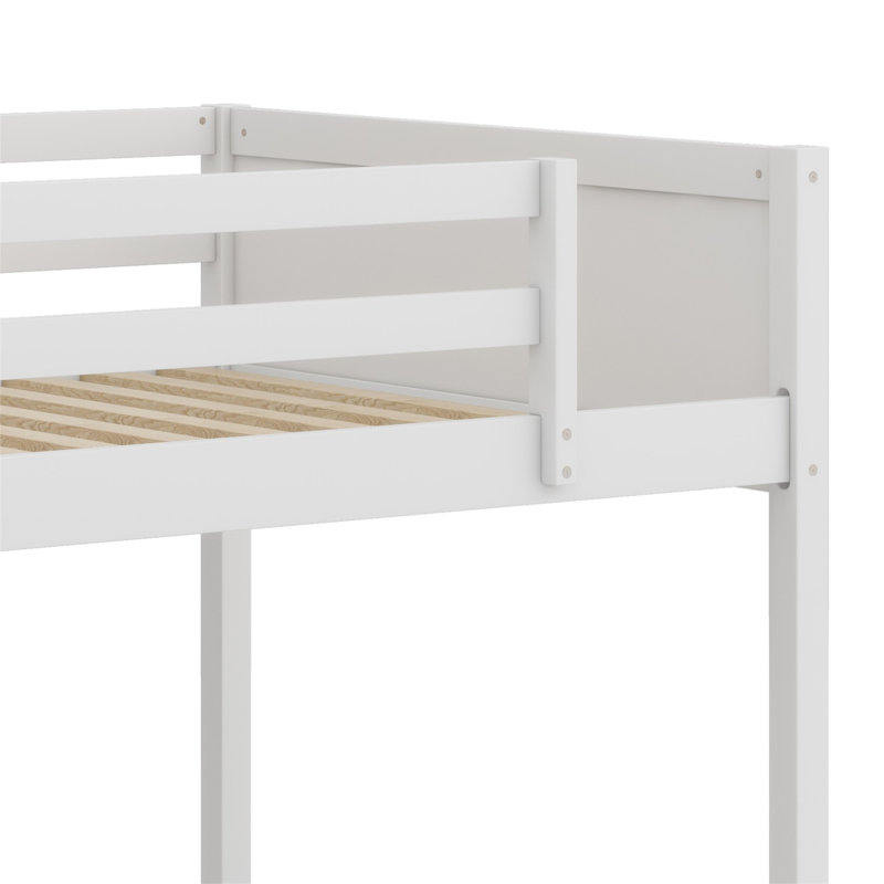 Wood Low Loft Bed With Ladder, Ladder Can Be Placed On The Left Or Right, White