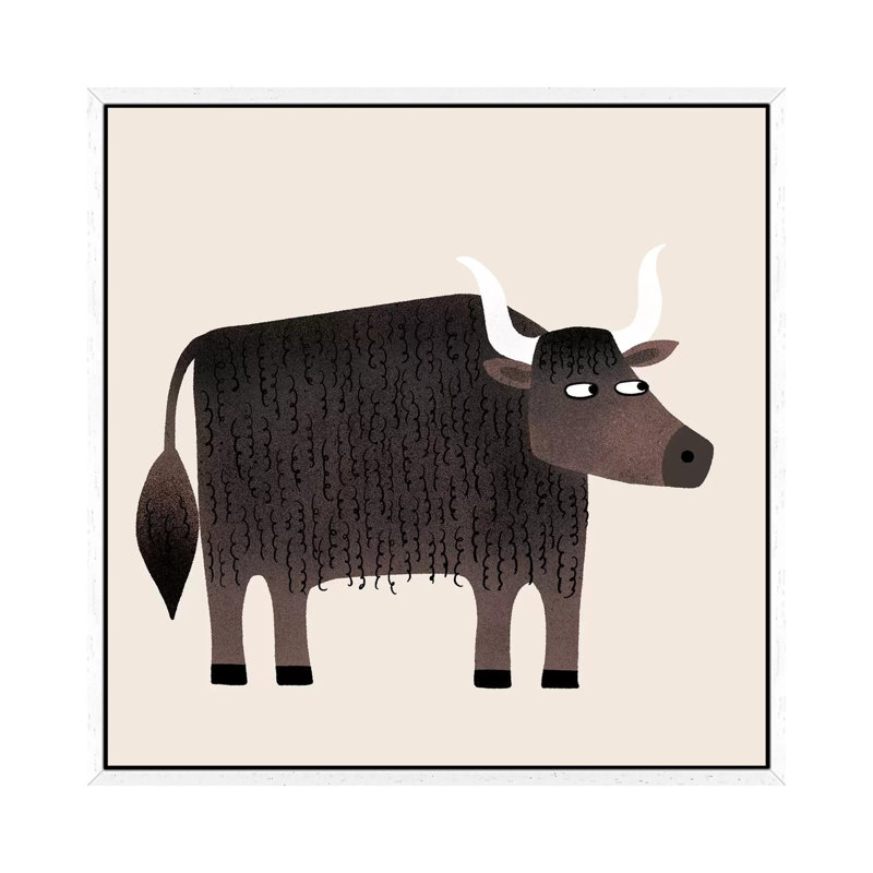 Yak 1 Piece Wall Art on Canvas, 45.72 cm H x 45.72 cm W, White Framed