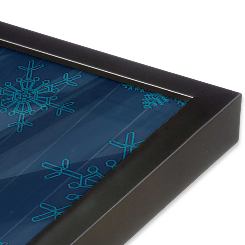 Arbre des Fêtes avec imprimé bleu marine II, H 13,75 po x l 13,75 po, Cadre simple en zinc patiné, bois massif