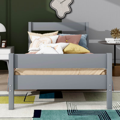 Twin Bed Frame With Stylish Headboard And Footboard