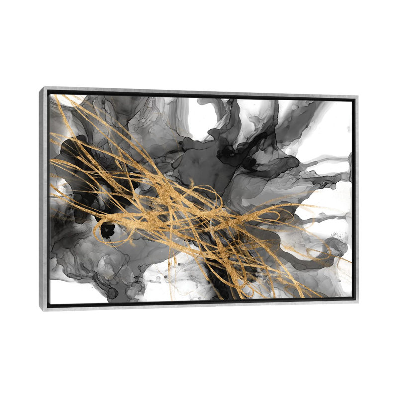 « Golden vortex II » par Jennifer Goldberger, reproduction d’art, H 32 po x l 48 po x 1,5 po, Toile avec cadre argenté