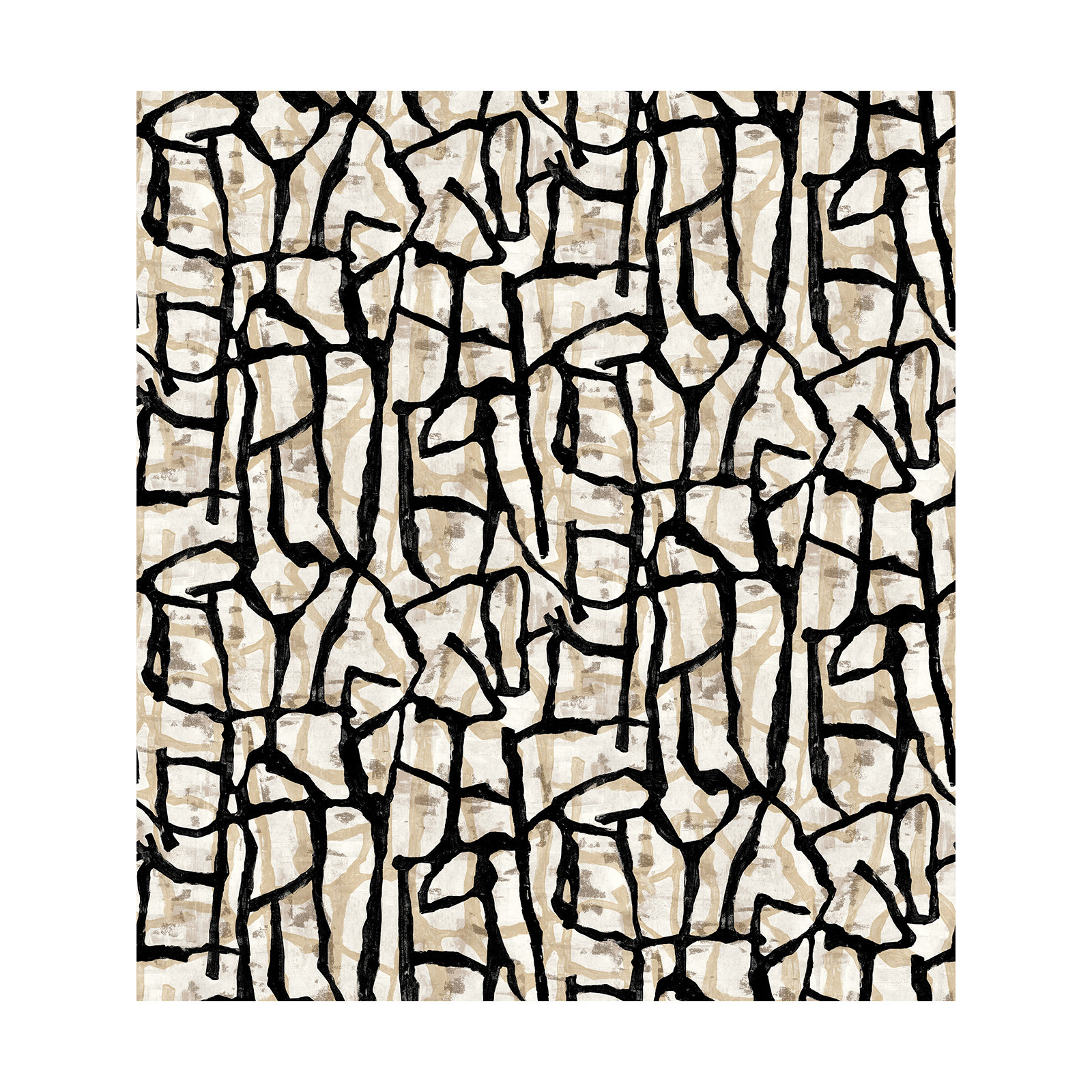 Zenia Abstract Wallpaper, Ebony/Sand
