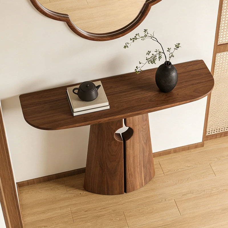 Console brune de style chinois moderne, H 35,4 po x l 47,2 po x P 15,7 po