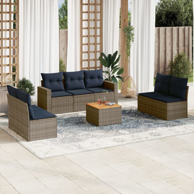 Ensemble de canapé de patio 8 pièces avec coussins pour l'extérieur