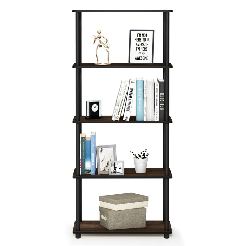 Heslin 23.58'' W Manufactured Wood Shelving Unit, Columbia Walnut/Black