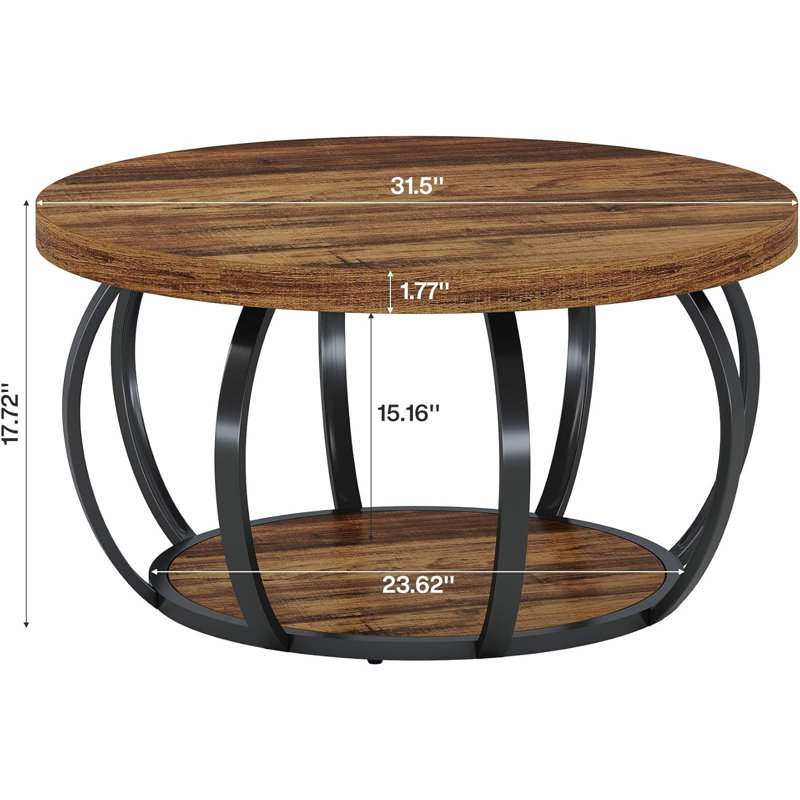 Frame Coffee Table with Storage, Brown