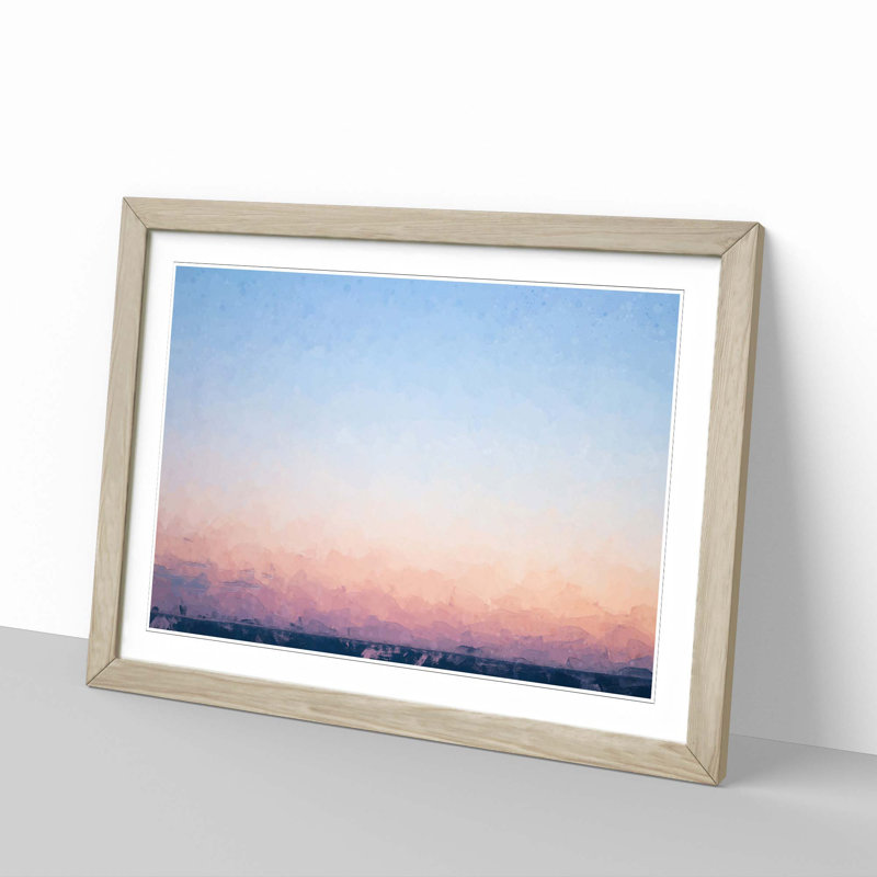Pink Horizon in Abstract - Picture Frame Graphic Art Print, 60cm H x 91cm W x 2cm D, Oak