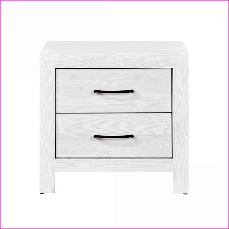 Table de chevet 2 tiroirs Modern, Blanc/Noir
