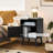Modern Wood Nightstand with cupboard and open shelves(set of 2)-1427338739