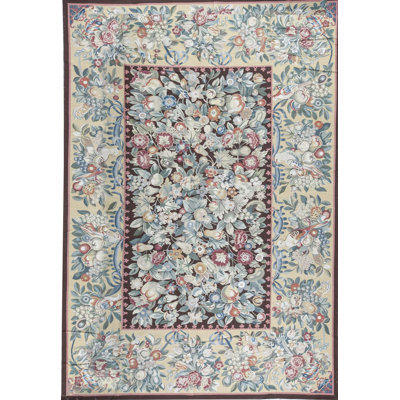 Hand-Knotted High-Quality Beige and Blue Area Rug