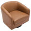 Fauteuil demi-tonneau pivotant en similicuir brun avec base en bois massif Applewold-633850634