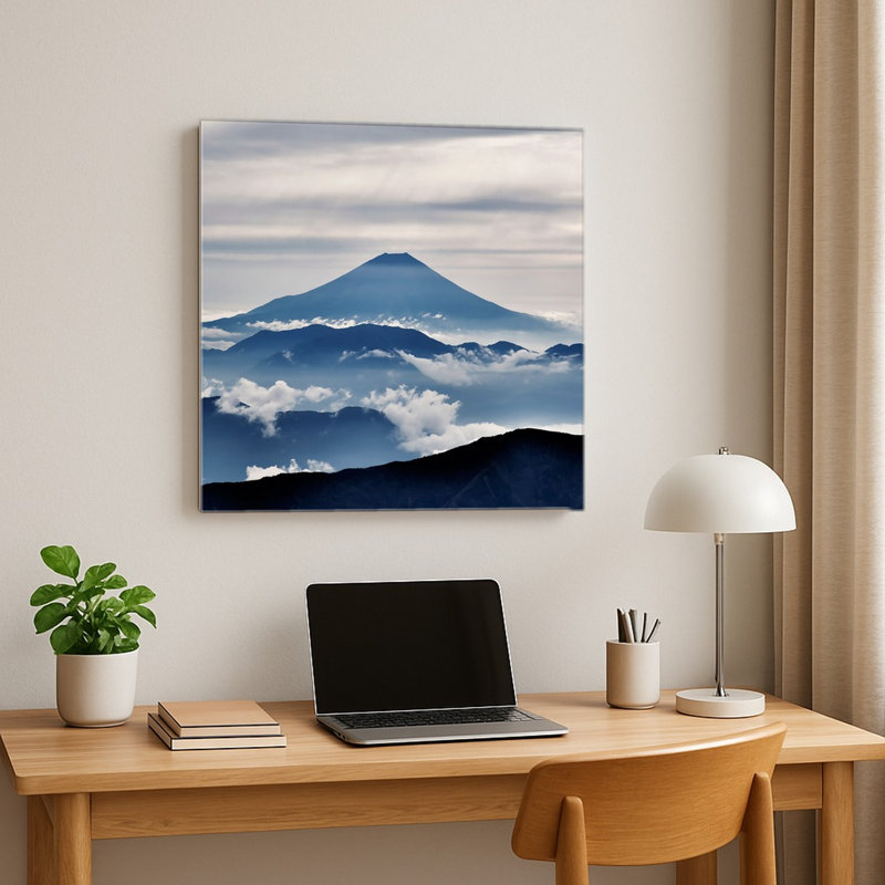 Mont Fuji au-dessus des nuages ​​— Tableau mural carré en métal, H 8 po x l 8 po