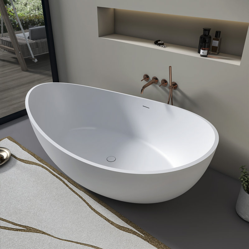 70 Inch Freestanding Solid Surface Soaking Bathtub For Bathroom