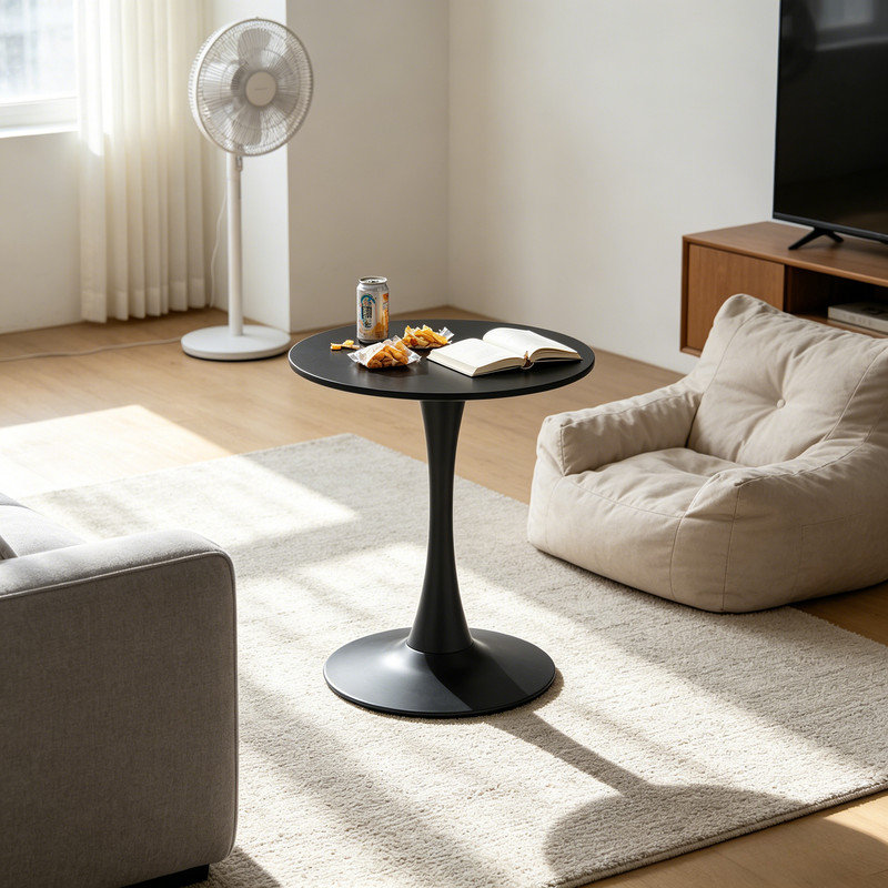 Table ronde ronde à piédestal Mid Century